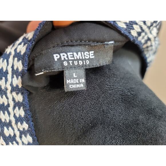 Premise Studio Tunic Blouse Women's Large Black White Long Sleeve Sheer Top - Picture 10 of 13